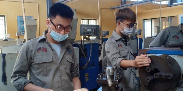 Students in practical session at Metal cutting class