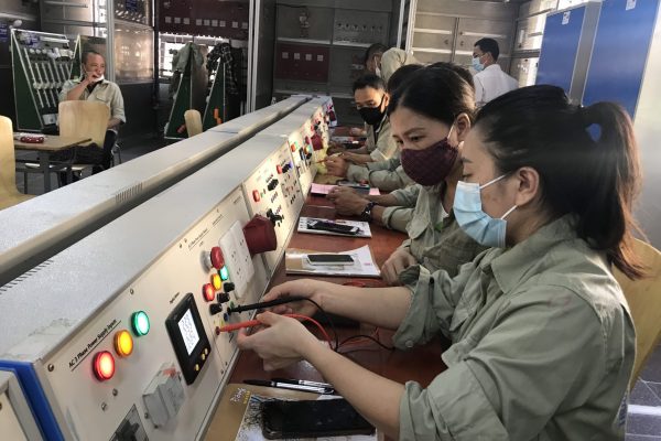 Students in practical session at Residential electrical classes